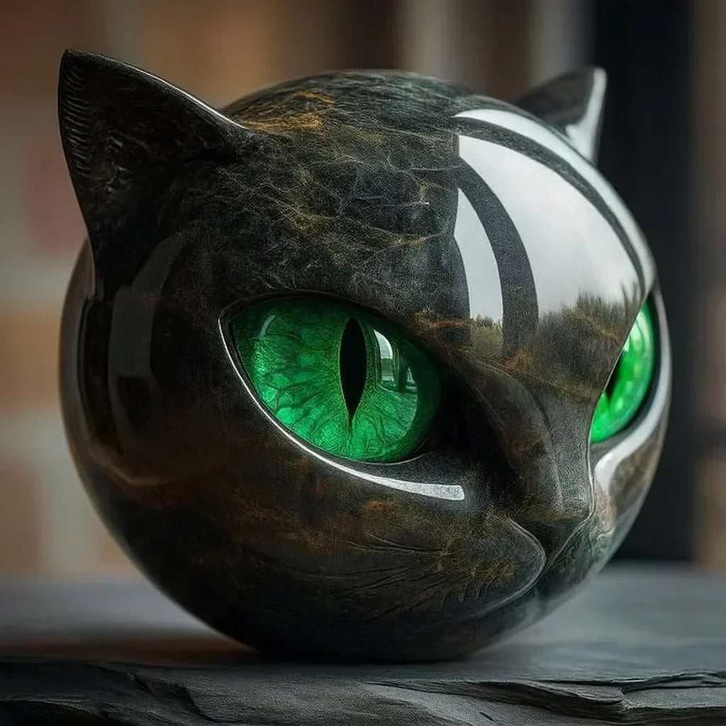 Limited Edition - Zwarte Kattenkop Sculptuur