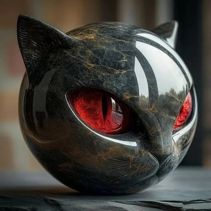 Limited Edition - Zwarte Kattenkop Sculptuur