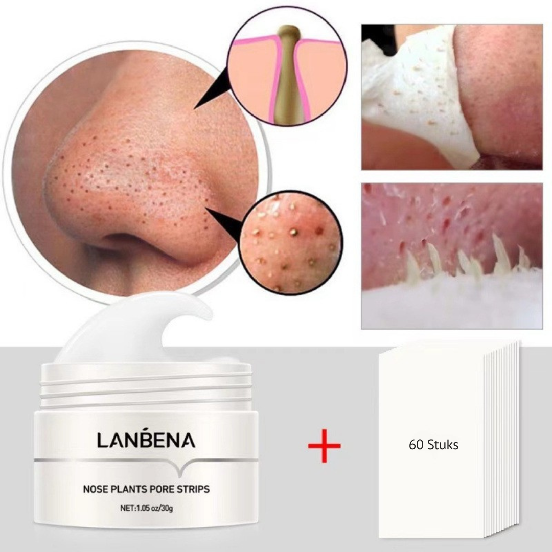 Lanbena - Blackhead Neus Masker (Nu met 60 Gratis absorberende doekjes)