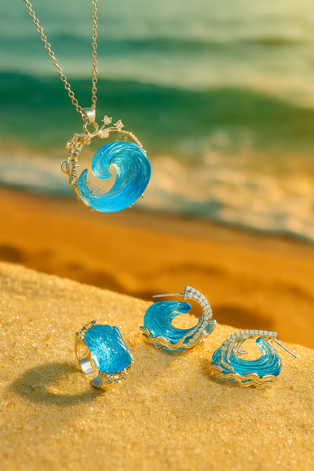 Splendore - Elegante Golvenset 2 + 1 Deal (Oorbellen, Ketting en Gratis Ring)