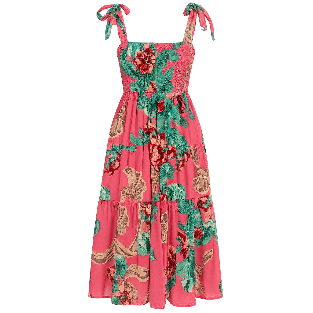 Viraelis – Luchtige Midi Jurk met Smockdetail