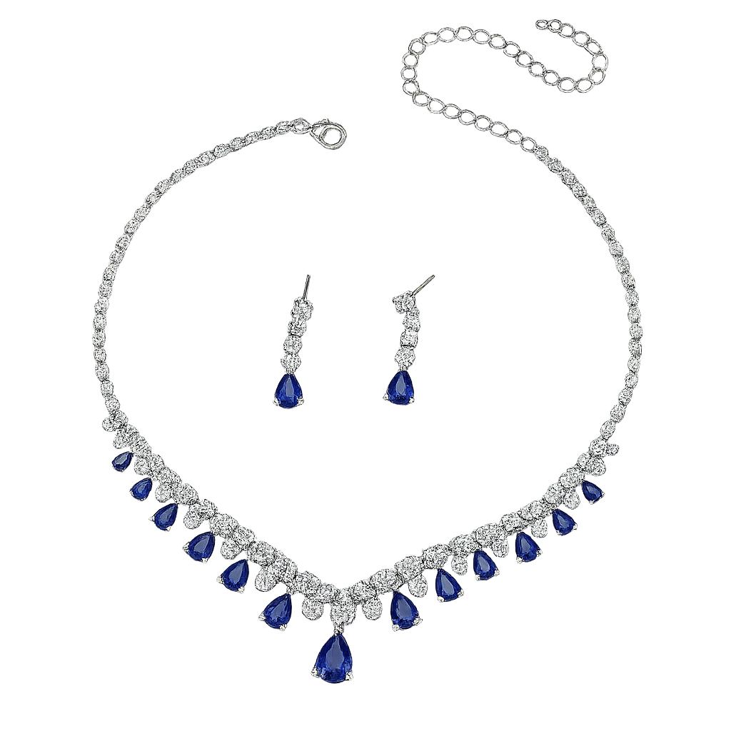 Elegance Sparkle - Diamanten Ketting en Oorbellen Set