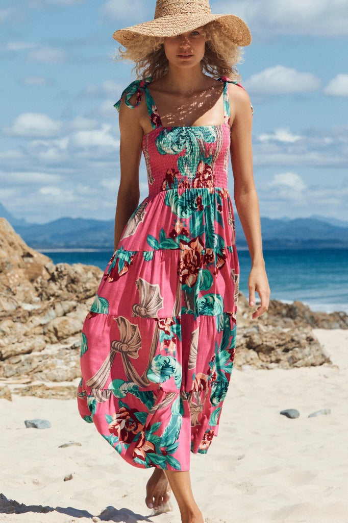 Viraelis – Luchtige Midi Jurk met Smockdetail