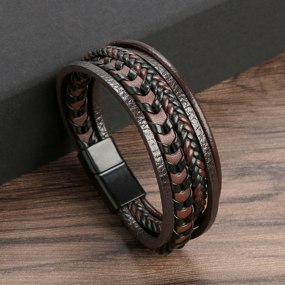 Ragnar Band - Leren Gevlochten Viking Armband