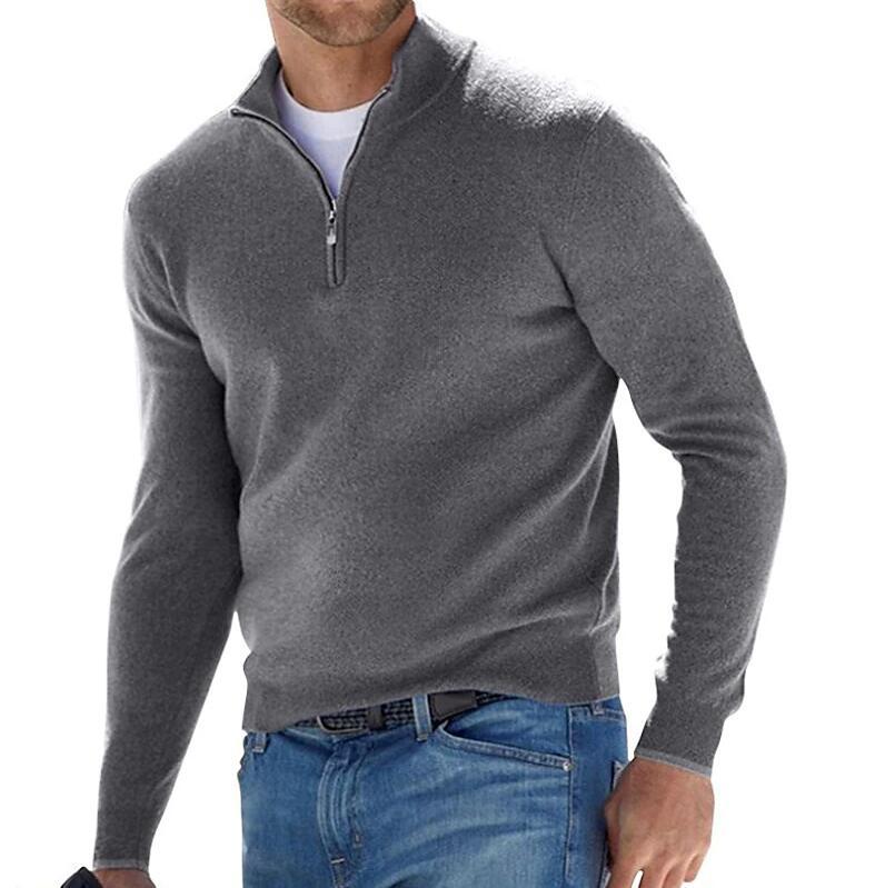 James - heren pullover met quarter zip