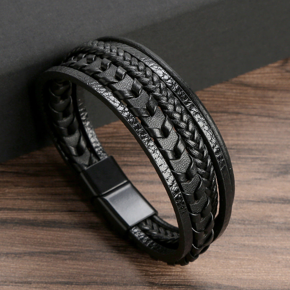 Ragnar Band - Leren Gevlochten Viking Armband