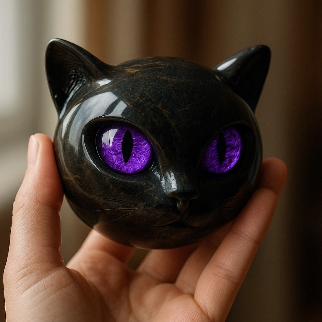 Limited Edition - Zwarte Kattenkop Sculptuur