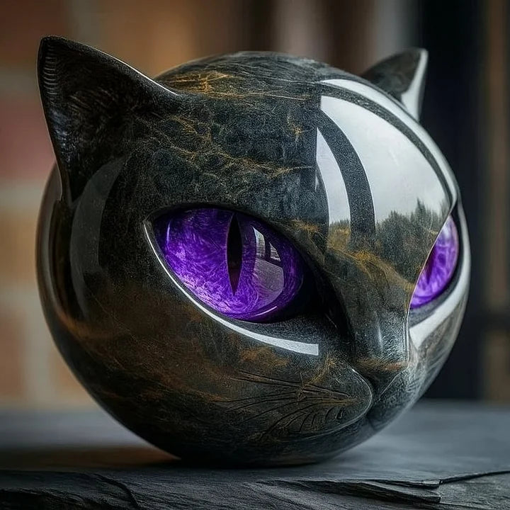 Limited Edition - Zwarte Kattenkop Sculptuur