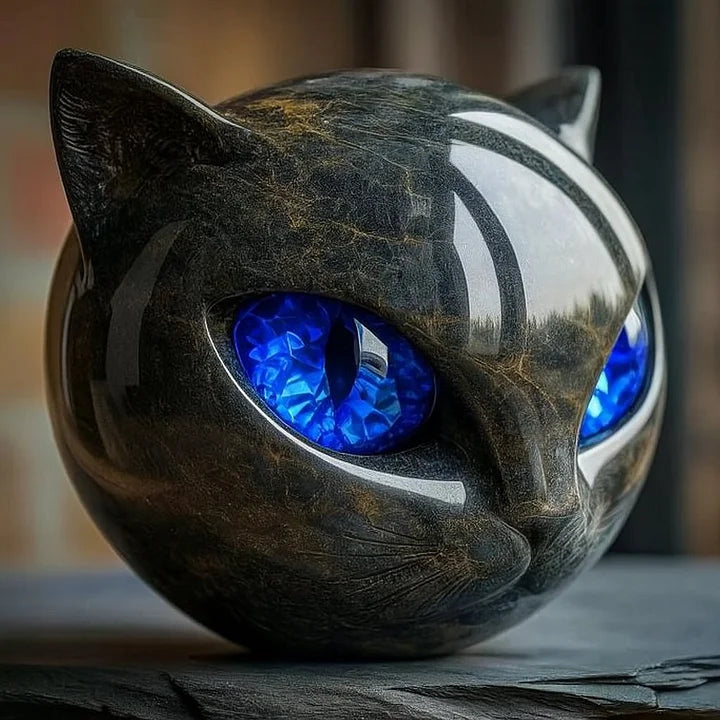 Limited Edition - Zwarte Kattenkop Sculptuur