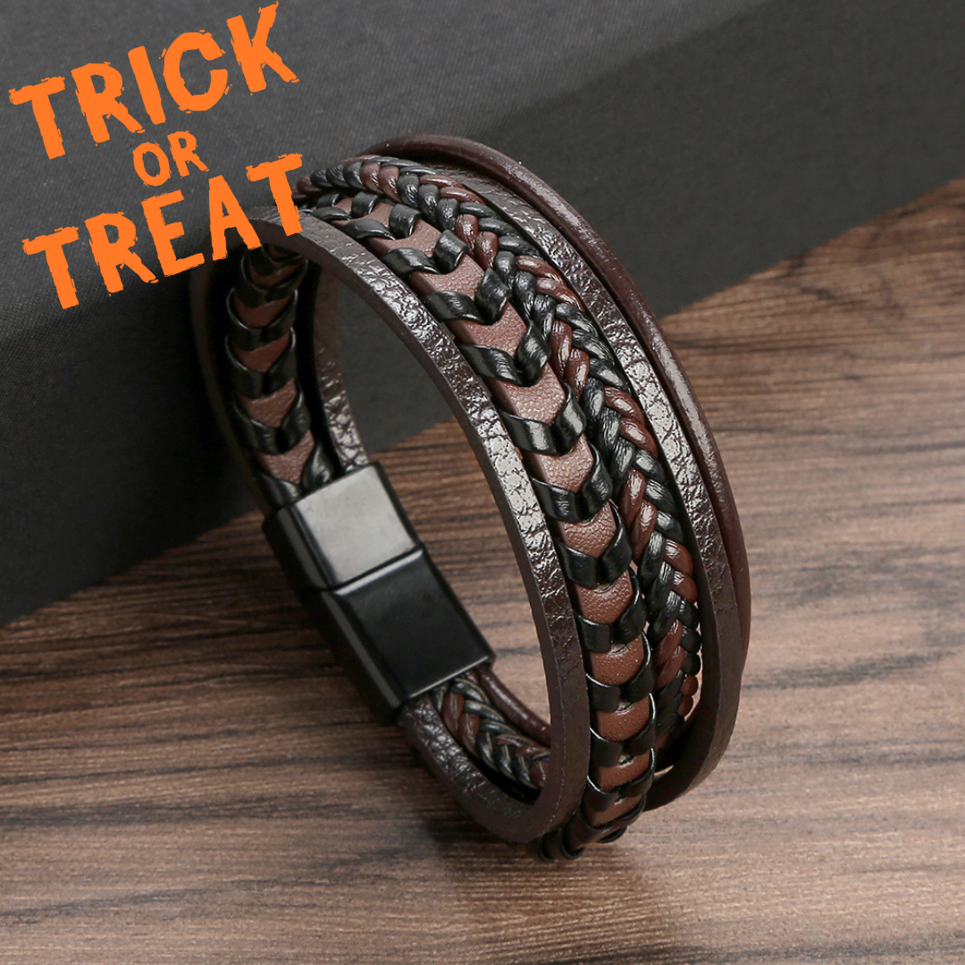 Ragnar Band - Leren Gevlochten Viking Armband