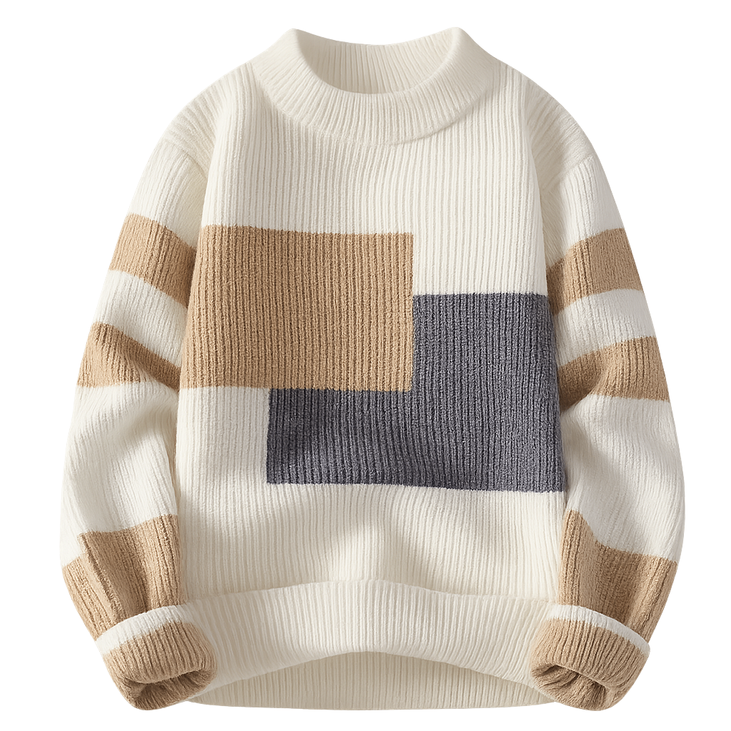 Ezaro - Asymmetrische Patchwork Trui met Karakter