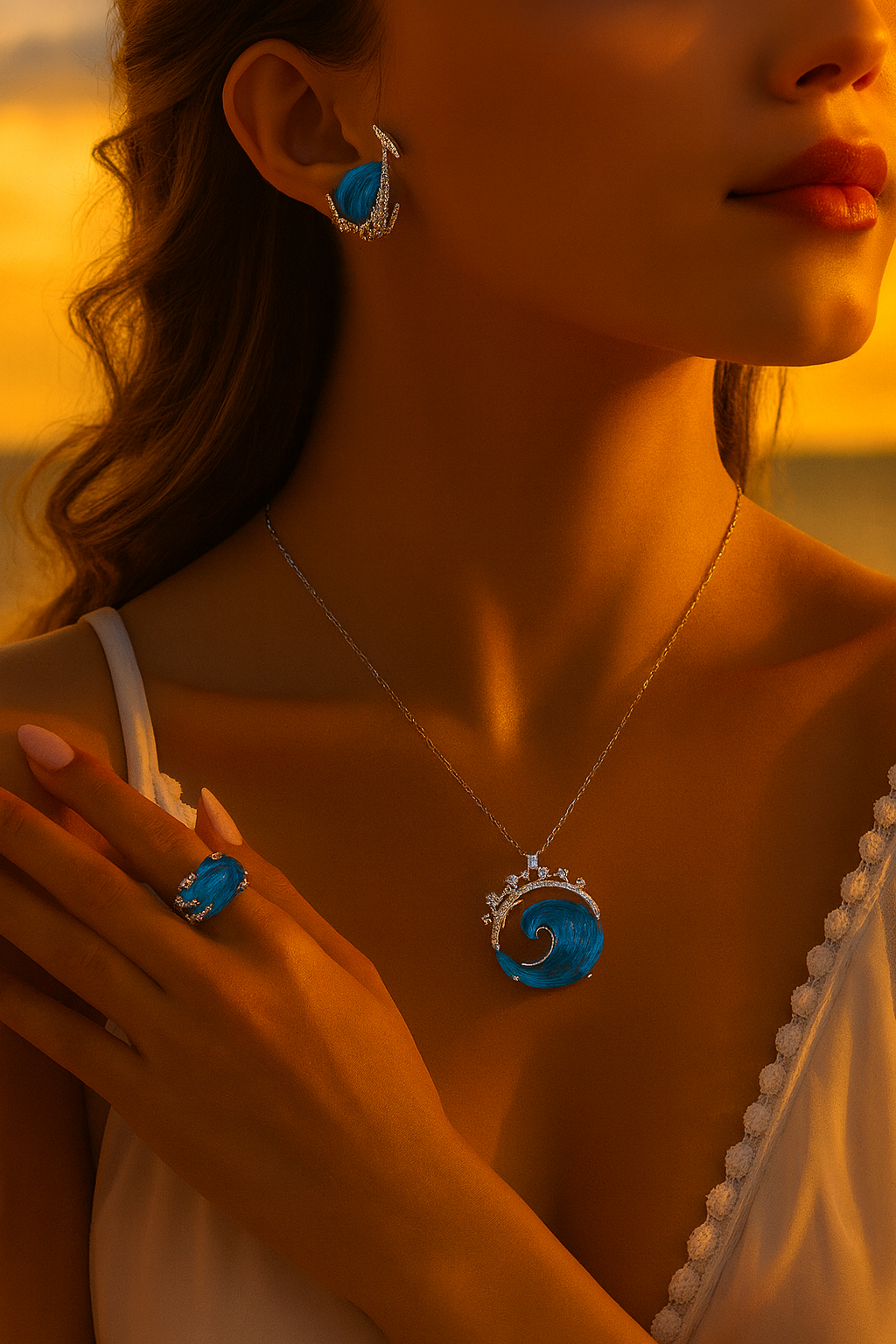 Splendore - Elegante Golvenset 2 + 1 Deal (Oorbellen, Ketting en Gratis Ring)