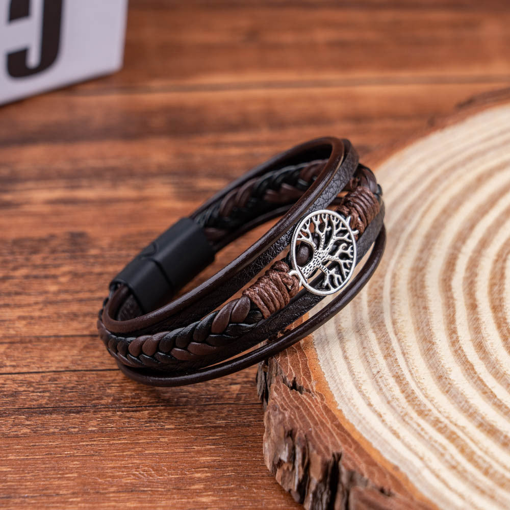 Yggdrasil - Gevlochten Leren Armband