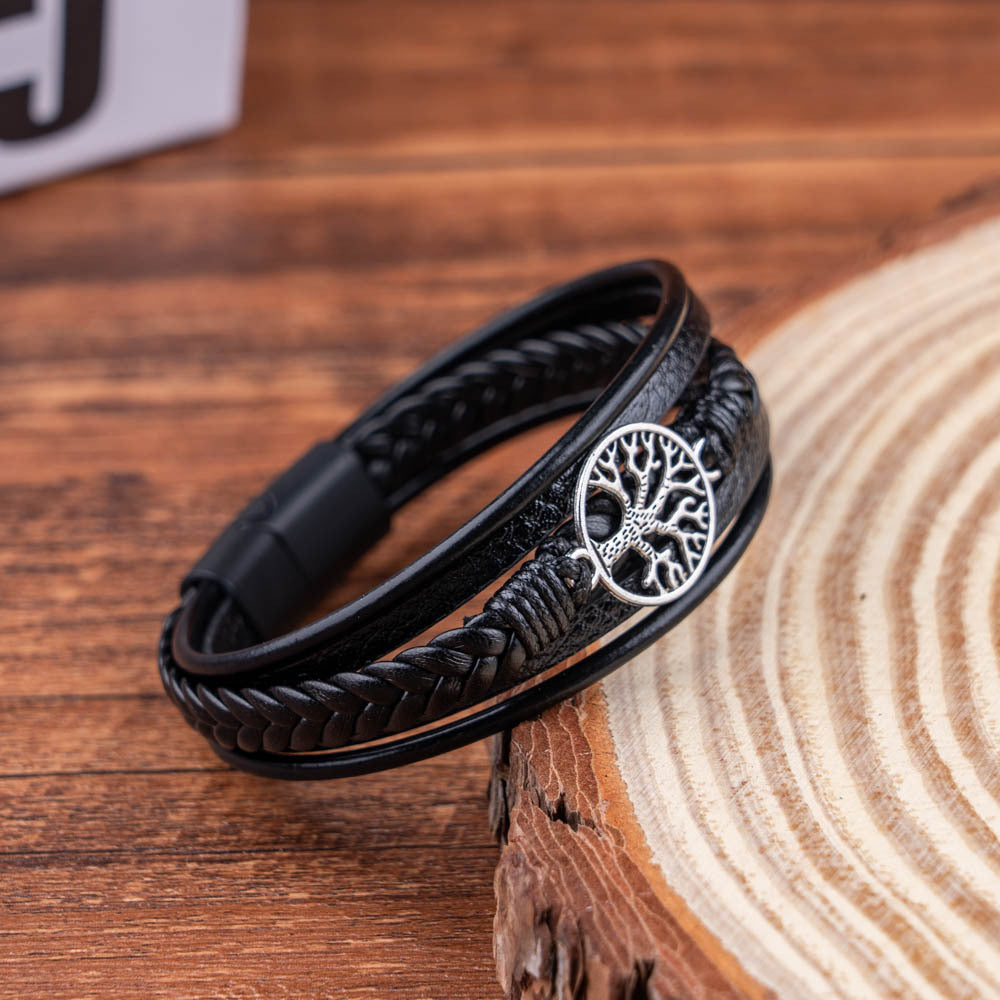 Yggdrasil - Gevlochten Leren Armband