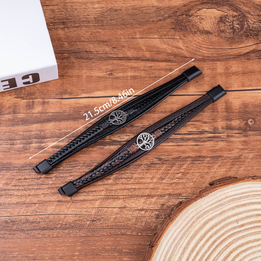 Yggdrasil - Gevlochten Leren Armband