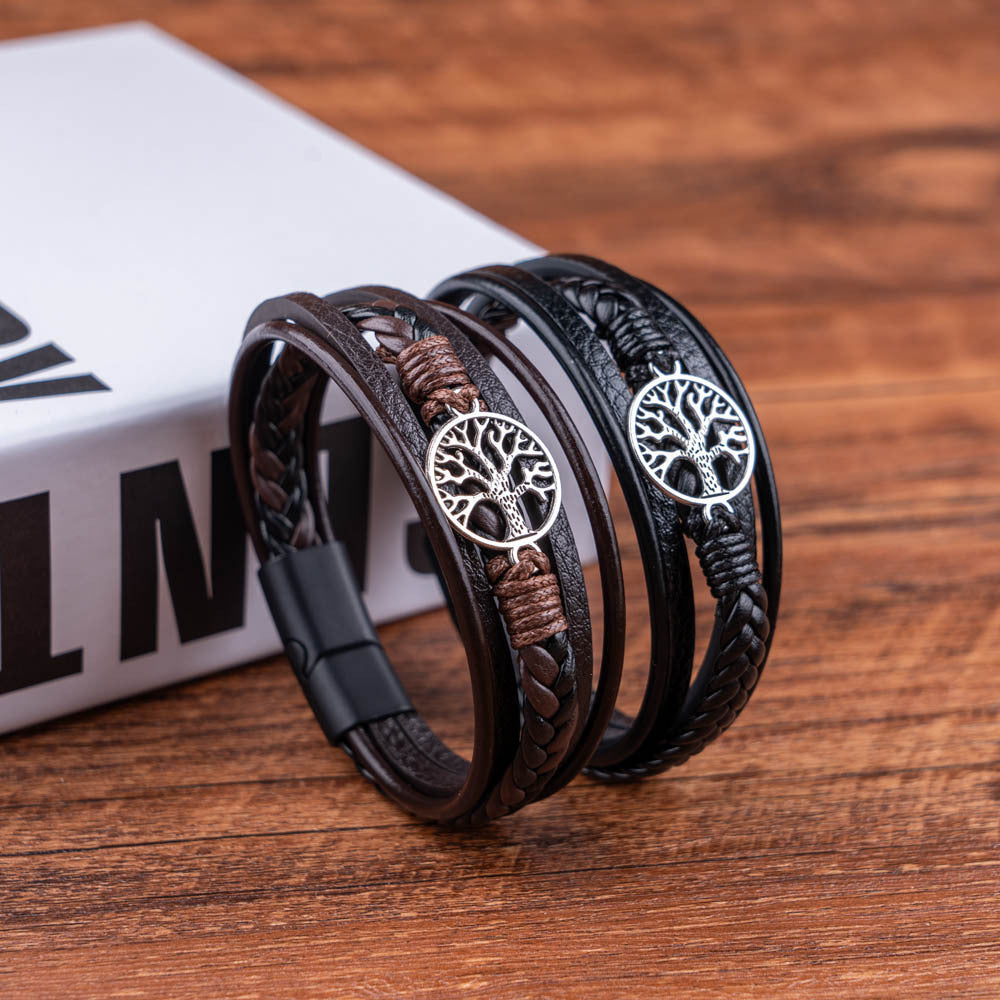 Yggdrasil - Gevlochten Leren Armband