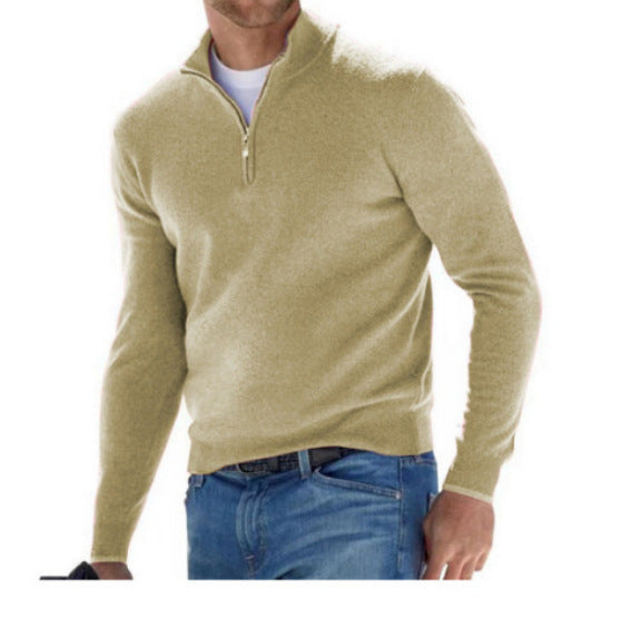 James - heren pullover met quarter zip