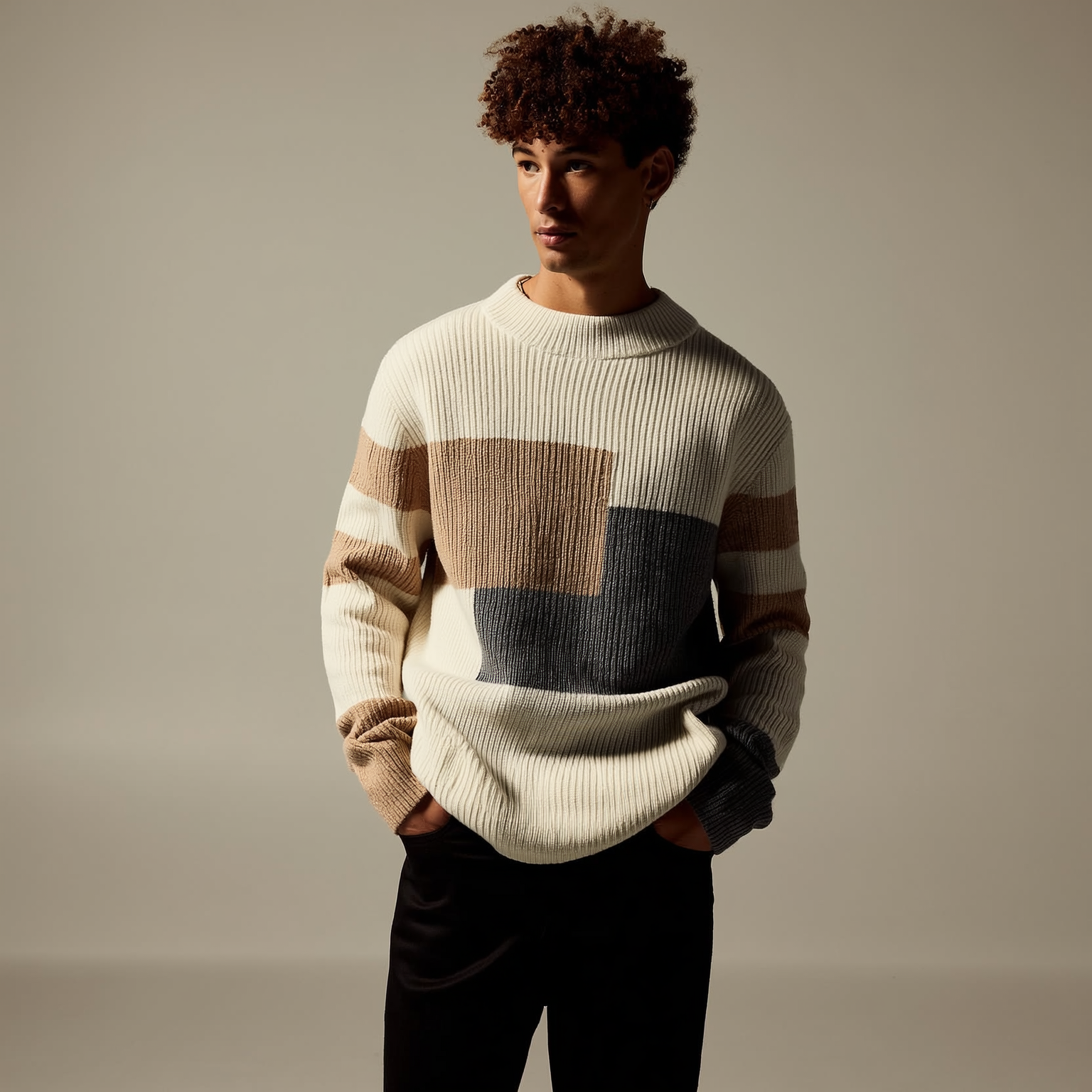 Ezaro - Asymmetrische Patchwork Trui met Karakter